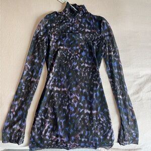 RUNAWAY Exclusive Print Dress with Black and Blue Pattern